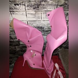 Pink High Heel Boots